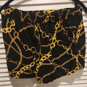 Chain Print Black and Gold Women's Shorts